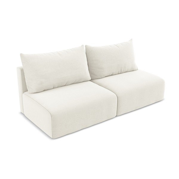 Krem baršunasti sklopiva/s prostorom za odlaganje sofa 216 cm Kalena – Makamii-image-3