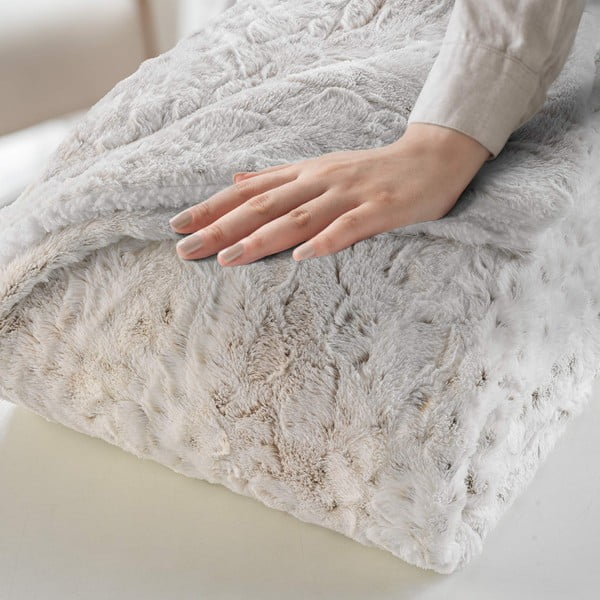 Sivo-bež deka od umjetnog krzna 220x240 cm Alaska – douceur d'intérieur-image-1