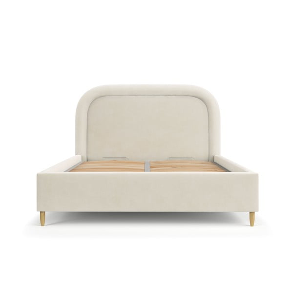 Krem tapecirani bračni krevet s prostorom za pohranu s podnicom 180x200 cm Mija – Maison de Rêve-image-2