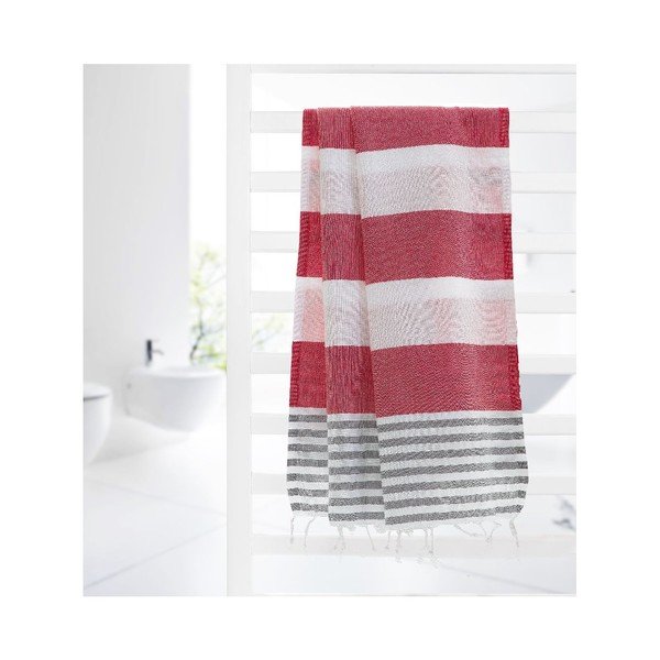 Hamam ručnik Ellis Red / Grey, 100 x 180 cm-image-2