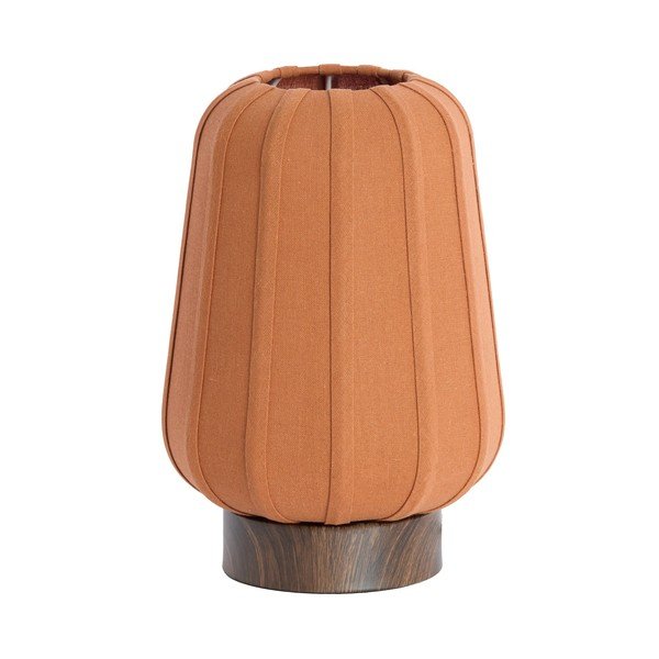Metalna stolna lampa boja terakote s tekstilnim sjenilom (visina 29 cm) Bibia – Light & Living