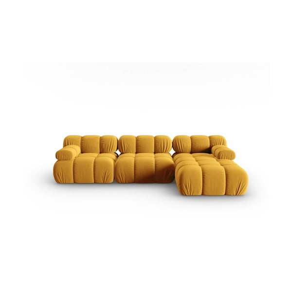 Žuta  baršunasta sofa 285 cm Bellis – Micadoni Home