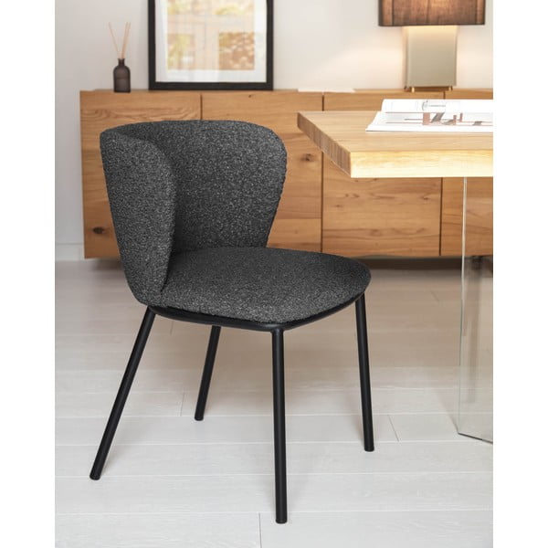 Crna podstavljena blagovaonska stolica Ciselia – Kave Home-image-1