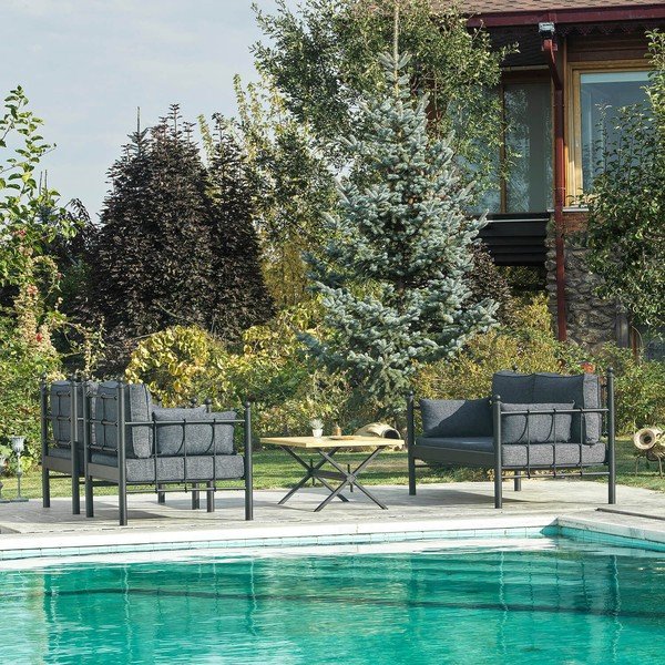 Crna/tamno siva vrtna garnitura za 4 osobe Lalas – Floriane Garden-image-4