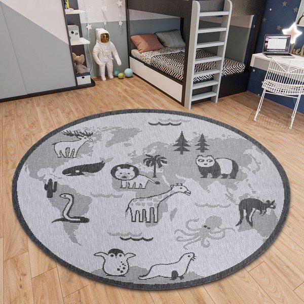 Sivi okrugli tepih ø 120 cm Animal World – Hanse Home-image-2
