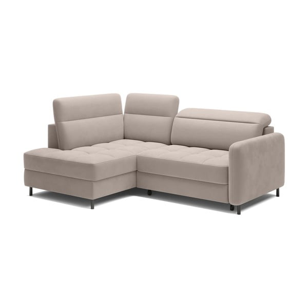 Svjetlo smeđa baršunasti sklopiva/s prostorom za odlaganje kutna garnitura (s lijevim kutom/u obliku slova L) Barea – ELTAP-image-2