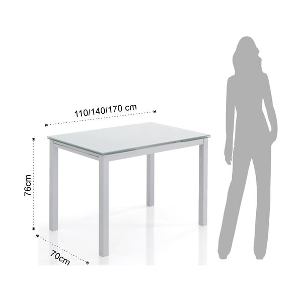Proširiv blagovaonski stol sa staklenom pločom stola 70x110 cm Fast – Tomasucci-image-4