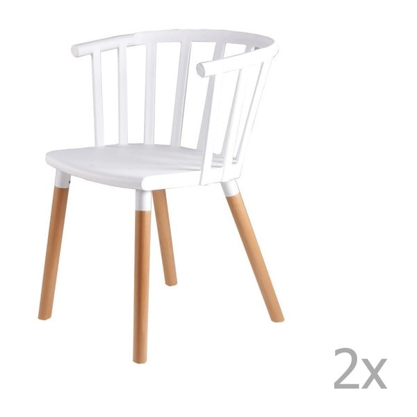 Set od 2 bijele blagovaonske stolice s drvenim nogama sømcasa Jenna