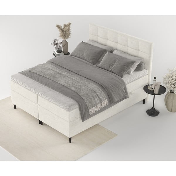Krem boxspring krevet s prostorom za pohranu 160x200 cm Urbaneo – Maison de Rêve-image-3