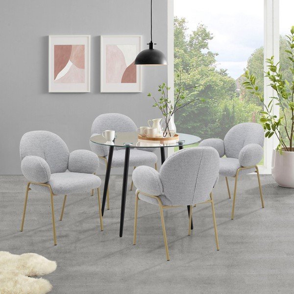 Svijetlo sive podstavljene blagovaonske stolice u setu s naslonima za ruke 2 kom Iwama – Støraa-image-1