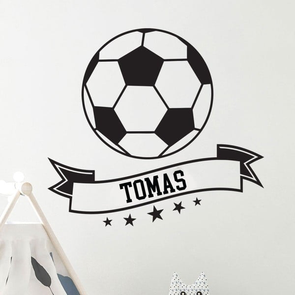 Set crnih zidnih dječjih naljepnica s abecedom Ambiance Soccer Ball