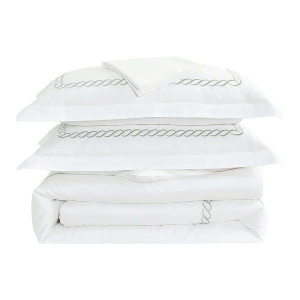 Bijela posteljina za krevet za jednu osobu od pamučnog satena s uključenom plahtom/6-dijelna 140x200 cm Whispered Serenity – Mila Home Luxury