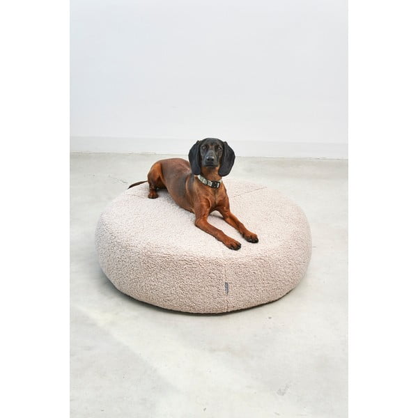 Bež krevet za pse od boucle tkanine ø 90 cm Senso Pouffe Greige M/L – MiaCara-image-2
