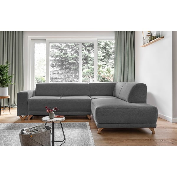 Siva sklopiva/s prostorom za odlaganje kutna garnitura (s desnim kutom/u obliku slova L) Classy Sophie – Miuform-image-1