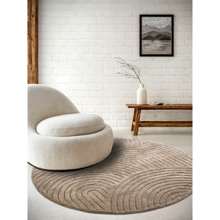 Svjetlo smeđi okrugao tepih ø 160 cm Panglao New York Taupe – Elle Decoration