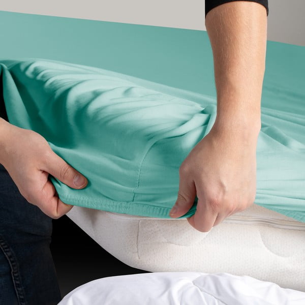 Tirkizna plahta s gumom od jeseya 160x200 cm Amber – Restilo-image-3