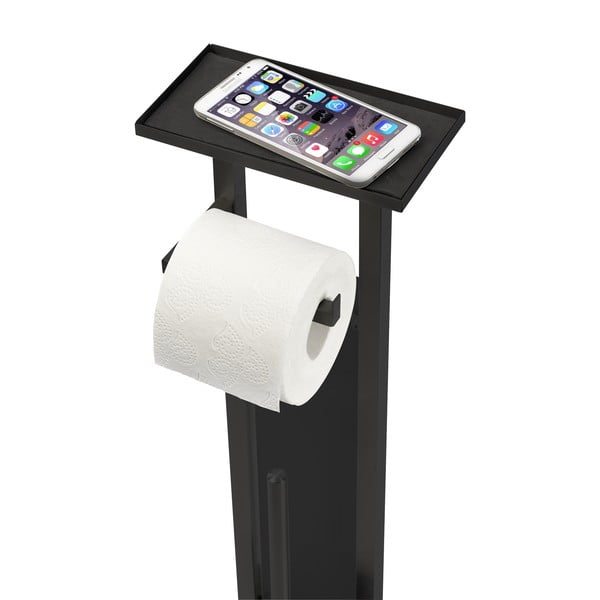 Crni držač za WC papir od nehrđajućeg čelika sa četkom Debar – Wenko-image-2