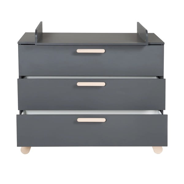 Antracitno siva niska dječja komoda s promjenjivim stolom 117x103 cm Jara – Roba-image-4