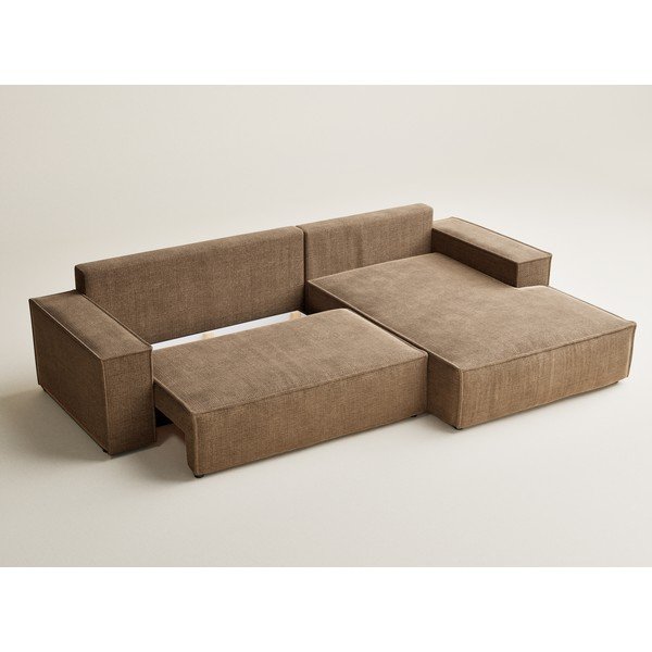 Svjetlo smeđa sklopiva/s prostorom za odlaganje kutna garnitura od šenila (s desnim kutom/s ležaljkom) Maze – Maison de Rêve-image-3