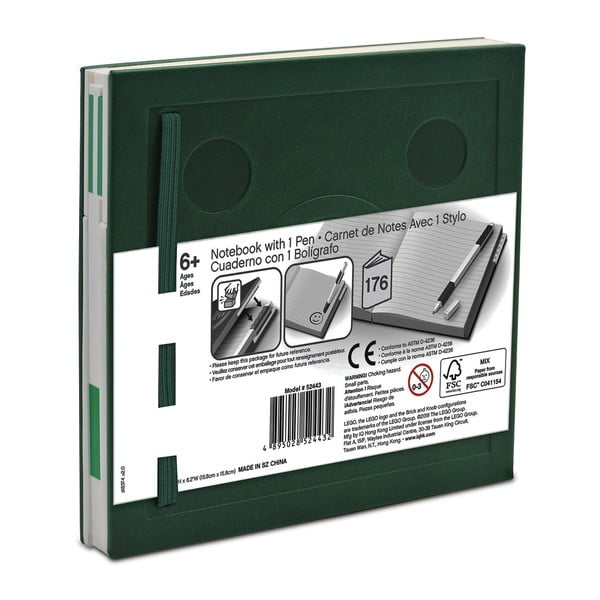 Zelena kvadratna bilježnica s gel olovkom LEGO®, 15,9 x 15,9 cm-image-2