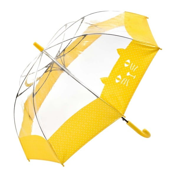 Dječji prozirni štapić kišobran sa žutim detaljima Birdcage Chat, ⌀ 74 cm