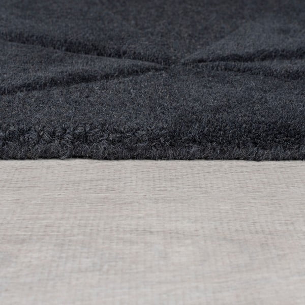 Antracitno sivi ručno rađen vunen okrugao tepih ø 160 cm Shard Charcoal – Flair Rugs-image-4