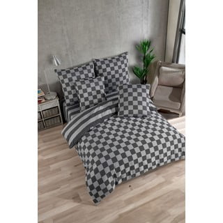 Antracitno siva posteljina za bračni krevet od damasta 200x200 cm Kareli – Mijolnir