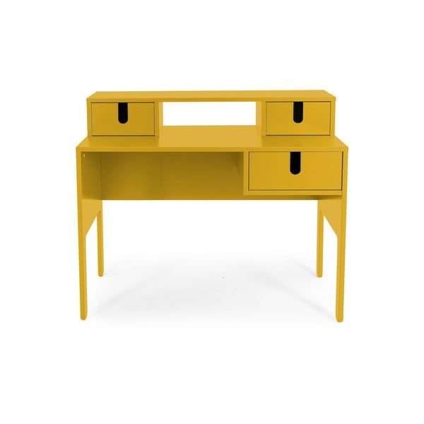 Žuti radni stol s 3 ladice Tenzo Uno