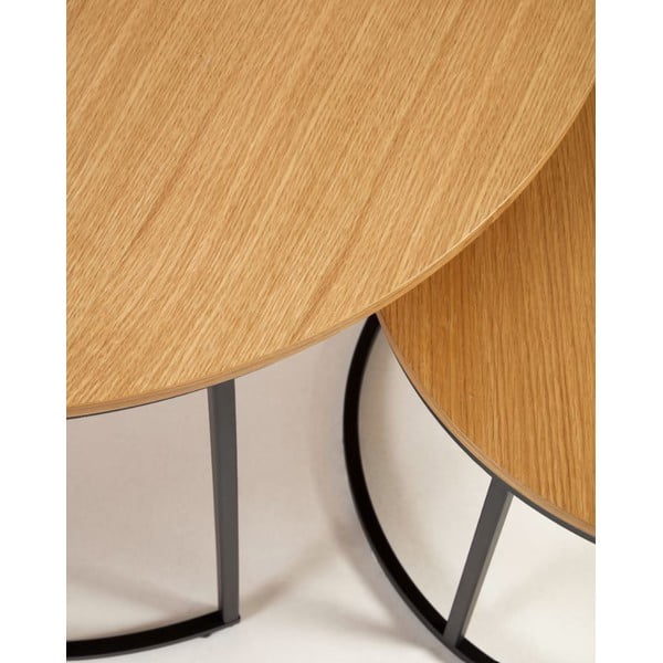 Okrugli stolići u kompletu od 2 komada s pločom u dekoru hrasta ø 80 cm Yona - Kave Home-image-3