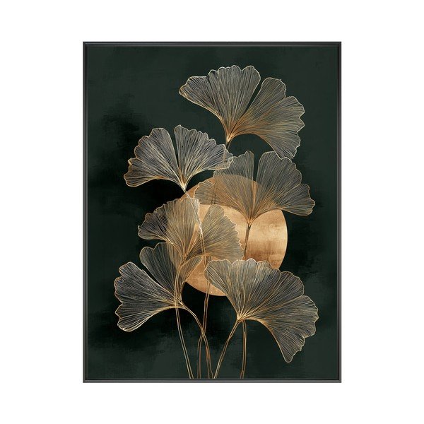 Tiskana slika s okvirom 60x80 cm Gold Ginkgo – Styler