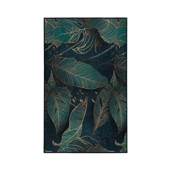 Petrolej zeleni perivi tepih 80x150 cm Midnight Jungle – Mila Home