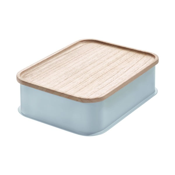 Siva kutija za pohranu s poklopcem od drveta paulovnije iDesign Eco, 21,3 x 30,2 cm