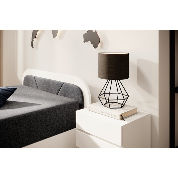 Bijeli/tamno sivi tapecirani/od iverice krevet s prostorom za odlaganje s madracem 80x190 cm Parys – ELTAP-image-4