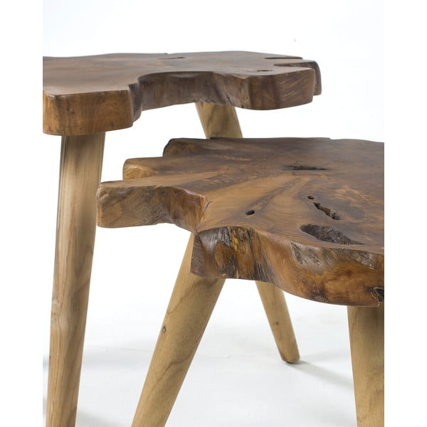 Pomoćni stolići u setu 2 kom od masivne tikovine 50x60 cm Hattie – Kave Home-image-2