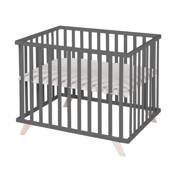 Tamno sivi putni krevetić od masivne bukve 75x100 cm Lil Planet – Roba