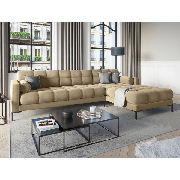 Kutna garnitura od bež baršuna Cosmopolitan Design Bali, desni kut-image-1