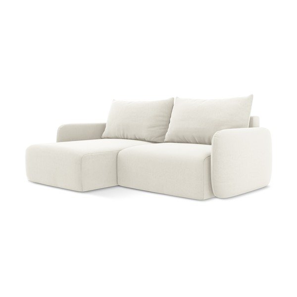 Krem baršunasti sklopiva/s prostorom za odlaganje kutna garnitura (s lijevim kutom/s ležaljkom) Kalena – Makamii-image-2