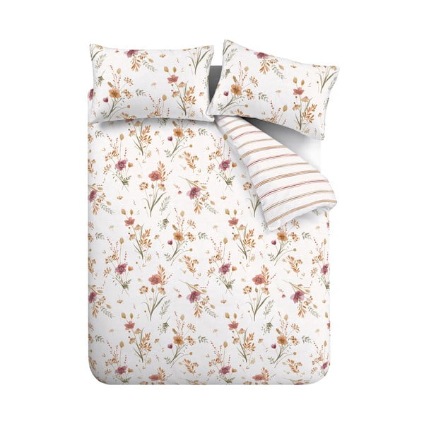 Bijela pamučna posteljina za krevet za jednu osobu 135x200 cm Harvest Flowers – Catherine Lansfield