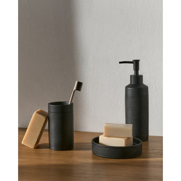 Crni dozator sapuna od polyresina 420 ml Sisel – Kave Home-image-1