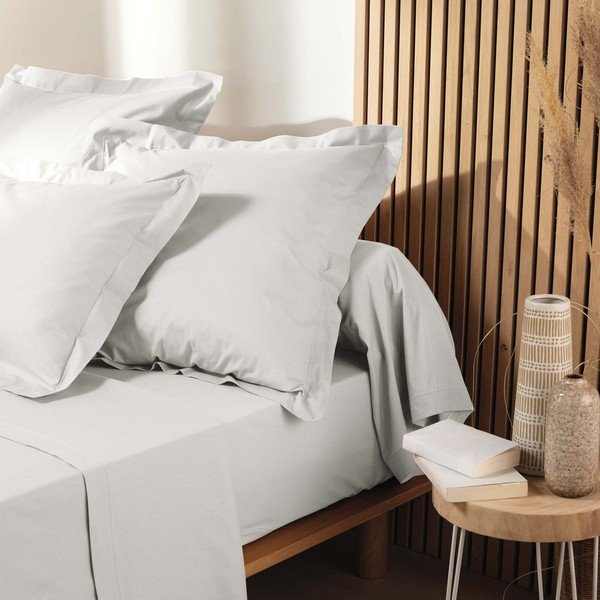 Bijela plahta s gumom od organskog pamuka 140x190 cm Biolina – douceur d'intérieur-image-1