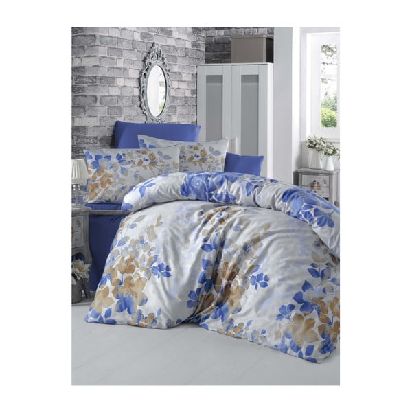 Pamučna posteljina s plahtama za bračni krevet Kayra, 200 x 220 cm