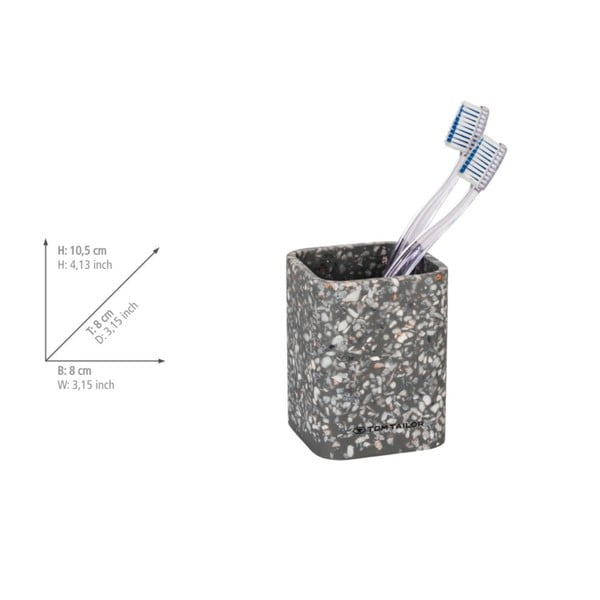 Siva čaša za četkice za zube od polyresina Tom Tailor T-Terrazzo – Wenko-image-4