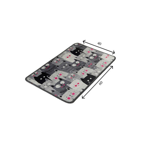 Siva kupaonska prostirka 40x60 cm Meow – Foutastic-image-4