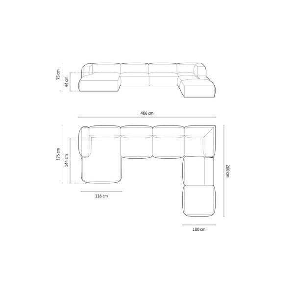 Svijetlo siva kutna garnitura (s desnim kutom/u obliku slova "U") Martina – Micadoni Home-image-4