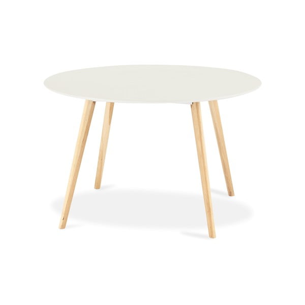 Bijeli stol za blagovanje s prirodnim nogama Furnhouse Life, Ø 120 cm