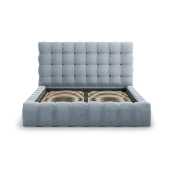 Svijetlo plavi tapecirani bračni krevet s prostorom za pohranu s podnicom 200x200 cm Bali – Cosmopolitan Design-image-3