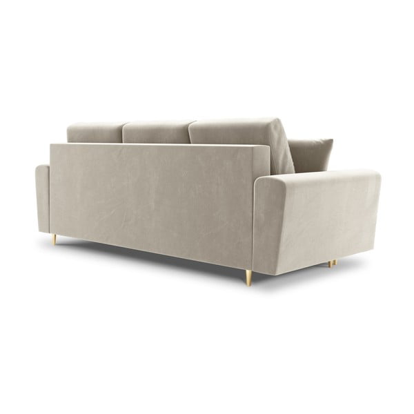 Bež baršunasti sklopiva/s prostorom za odlaganje sofa 235 cm Kyoto – Cosmopolitan Design-image-3