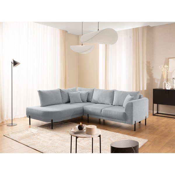 Svijetlo siva kutna garnitura od šenila (s lijevim kutom/u obliku slova L) Mauris  – Ropez-image-1