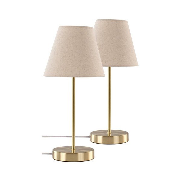 Bež/mjedena tekstilna stolna lampa (visina 39 cm) Lasse – Jotex