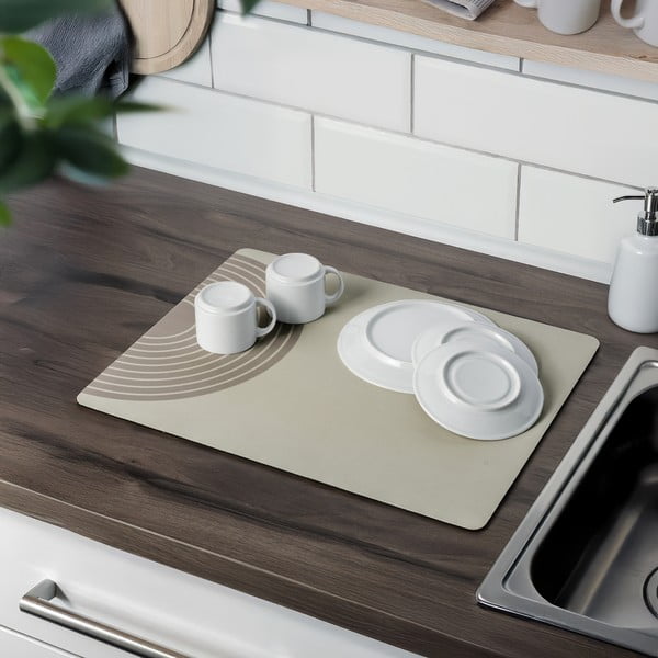 Bež gumena podloga za ocjeđivanje posuđa 50x40 cm Dima – Wenko-image-2